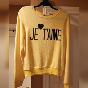 NWOT WILDFOX Size XS Yellow Knit Long Sleeves Crewneck Sweatshirt